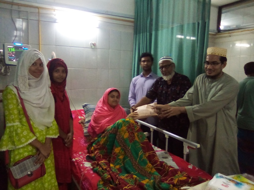 A token of love & humanity is offered to an ailing female student named Tamanna Rumi bearing 45/B, Batch , Roll no. 21, Department of Law, DIU on behalf of the Dhaka International University